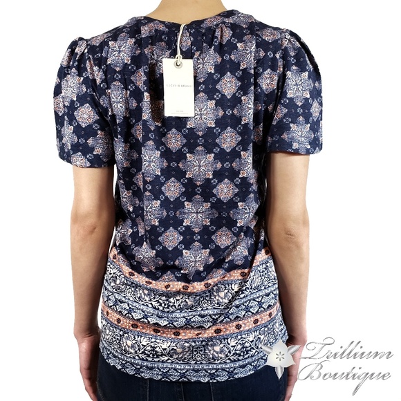 LUCKY BRAND Women's Printed Tie Front Blouse NWT - Picture 7 of 7